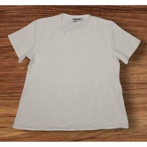 Flax Linen Short Sleeve White Shirt Sz S Relaxed Fit Minimalist Boho‎